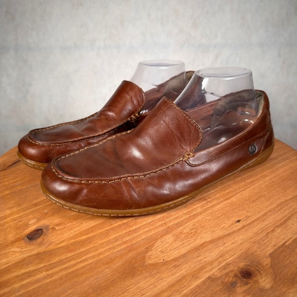 Born Other - Born Loafers Mens 10.5 Brown Good Leather Slip On Moc Toe H30916 Handcrafted